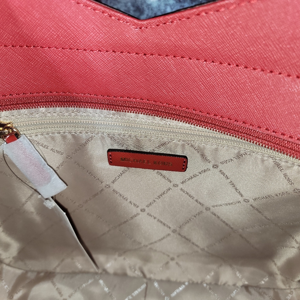 NWT Michael Kors Authentic Jet Set Large X Chain Flame Red Shoulder Tote - Picture 10 of 15